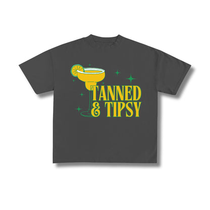 "Tanned and Tipsy" Premium Oversized Tee Unisex